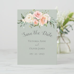 Save The Date Aquarelle Bleue Mariage Floral Romantique Sauvez L