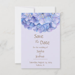 Save The Date Aquarelle Blue Hydrangea Pearl