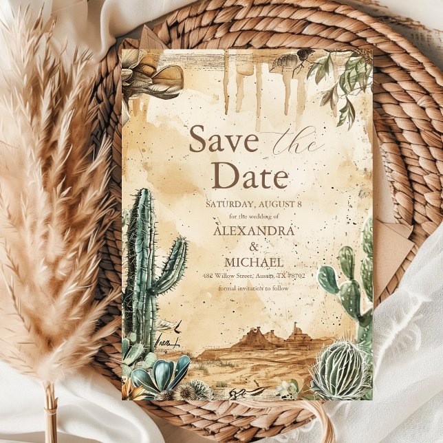 Save The Date Aquarelle Boho Ouest (Créateur téléchargé)