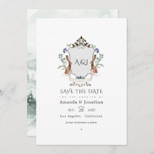 Save The Date Aquarelle Bois Laurel Crest Monogramme Mariage