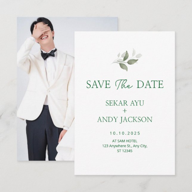 Save The Date Aquarelle botanique (Devant / Derrière)
