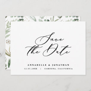 Save The Date Aquarelle botanique élégant script non photo enreg