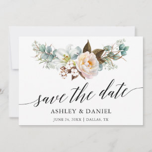 Save The Date Aquarelle Botanique Florale Calligraphie