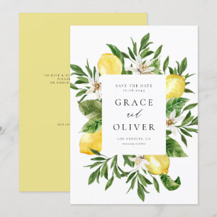 Save The Date Aquarelle Botanique Lemon Blossoms Cadre QR Code