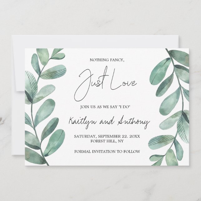 Save The Date Aquarelle botanique Verdure Eucalyptus (Devant)