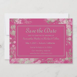 Save The Date Aquarelle Botanique vert et rose