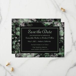 Save The Date Aquarelle Botanique vert et rose