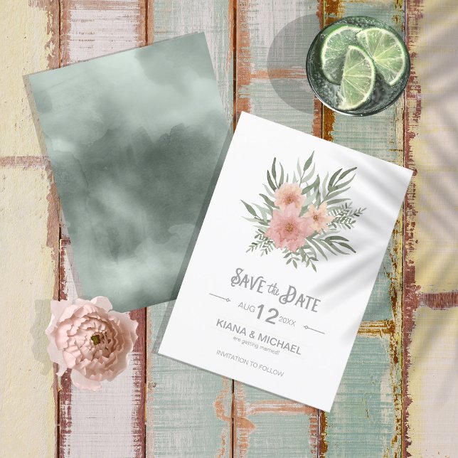Save The Date Aquarelle Bouquet Mariage Blush ID654 (Créateur téléchargé)
