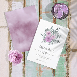 Save The Date Aquarelle Bouquet Mariage Lilac ID654