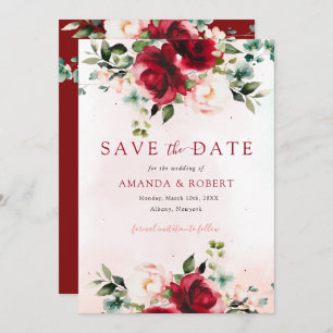 Save The Date Aquarelle Burgundy moderne Mariage Floral