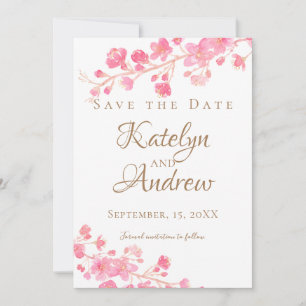 Save The Date Aquarelle Cherry Blossom