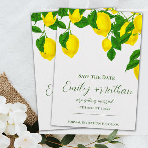 Save The Date Aquarelle Citron Jaune Clair Mariage Citron