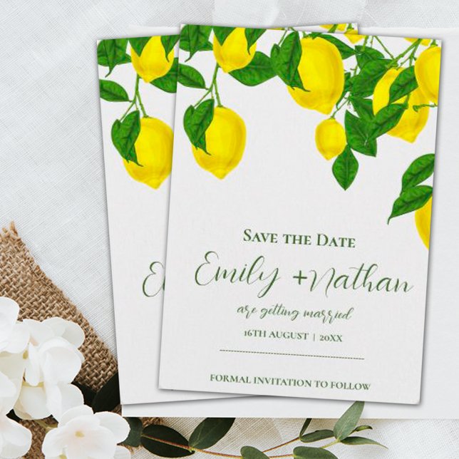 Save The Date Aquarelle Citron Jaune Clair Mariage Citron (Créateur téléchargé)