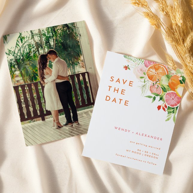 Save The Date Aquarelle Citrus Mariage photo (Créateur téléchargé)
