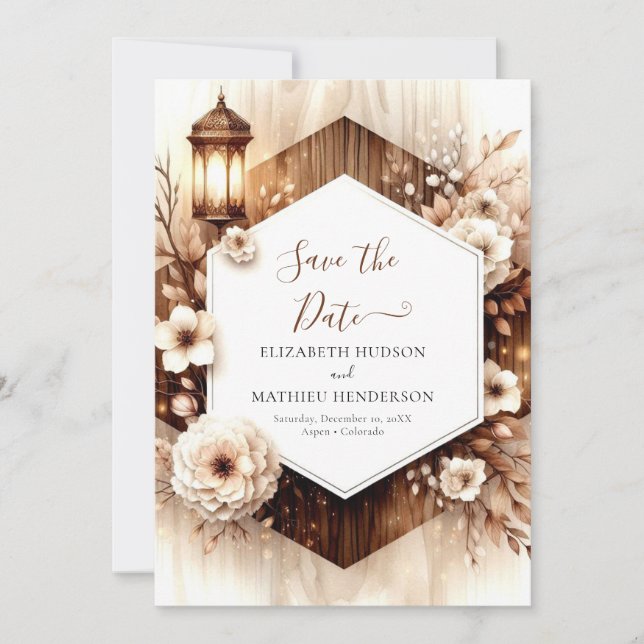 Save The Date Aquarelle classique Mariage rustique (Devant)