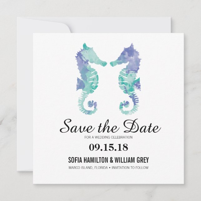 Save The Date Aquarelle côtière | Enregistrer la date (Devant)