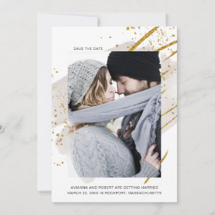 Save The Date Aquarelle couleur or brillante minimaliste photo