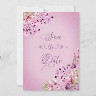 Save The Date Aquarelle de fleurs violettes à main