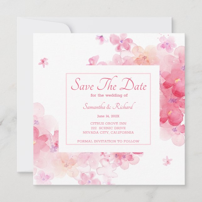 Save The Date Aquarelle délicate Florale (Devant)
