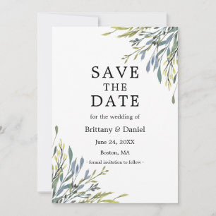 Save The Date Aquarelle délicate Verdure botanique