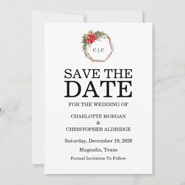 Save The Date Aquarelle d'hiver de Noël (Devant)