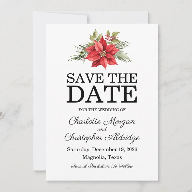 Save The Date Aquarelle d'hiver de Noël (Devant)