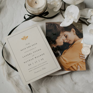 Save The Date Aquarelle d'or Bee