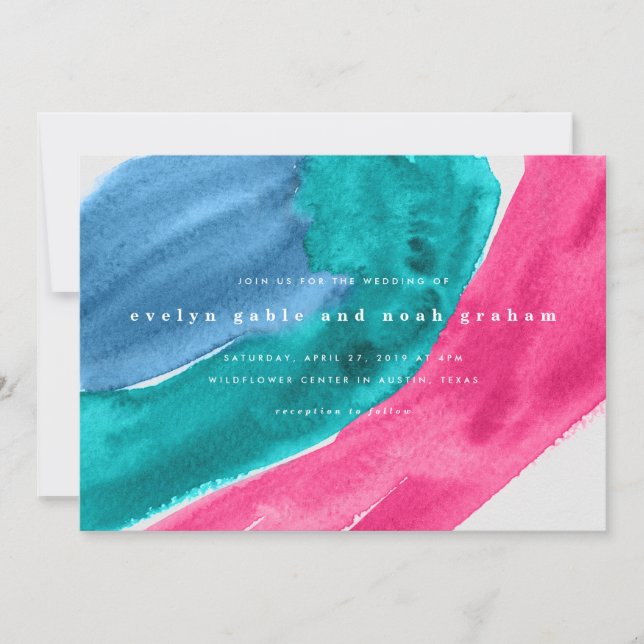 Save The Date Aquarelle en gras rose chaud (Devant)
