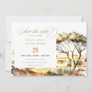 Save The Date Aquarelle en terre bouillie Mariage paysager afric