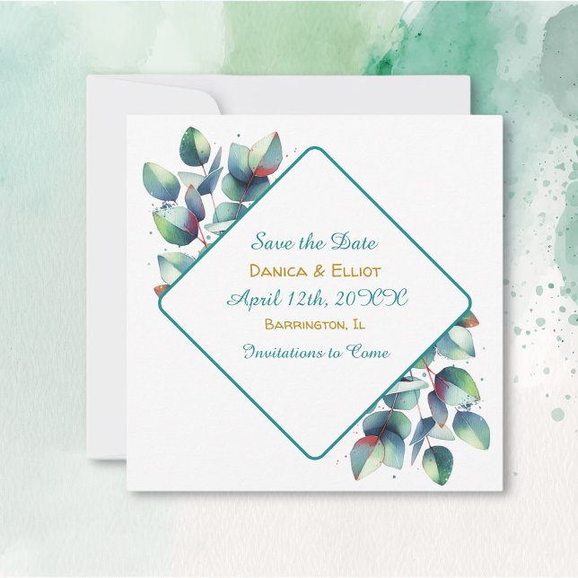 Save The Date Aquarelle Eucalyptus Mariage de verdure botanique (Créateur téléchargé)