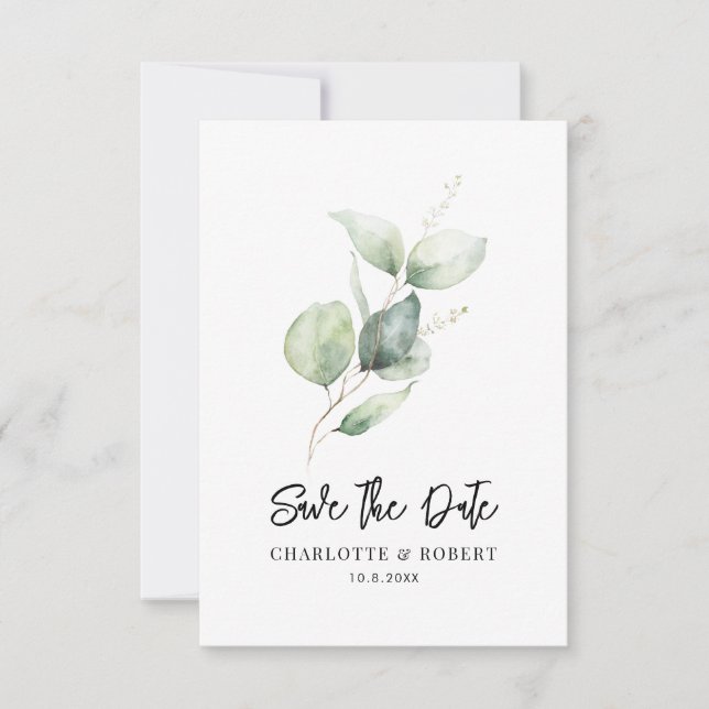Save The Date Aquarelle Eucalyptus Mariage Enregistrer la date (Devant)