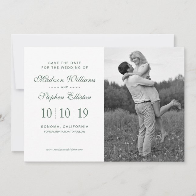 Save The Date Aquarelle Eucalyptus Motif feuille - Enregistrer l (Devant)