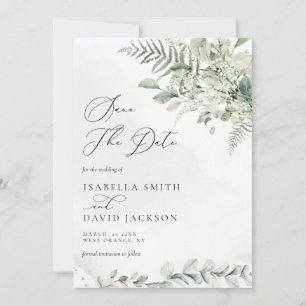 Save The Date Aquarelle Eucalyptus Vert feuillage Sage Vert