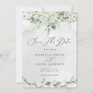 Save The Date Aquarelle Eucalyptus Vert Jardin Botanique