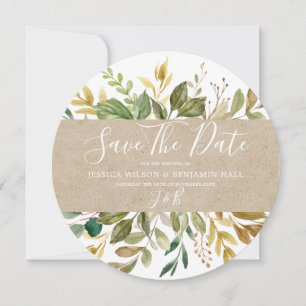 Save The Date Aquarelle Feuille verte Mariage d'été automne