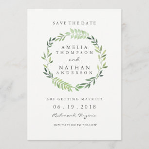 Save The Date Aquarelle Feuille verte Mercredi Mercredi Enregist