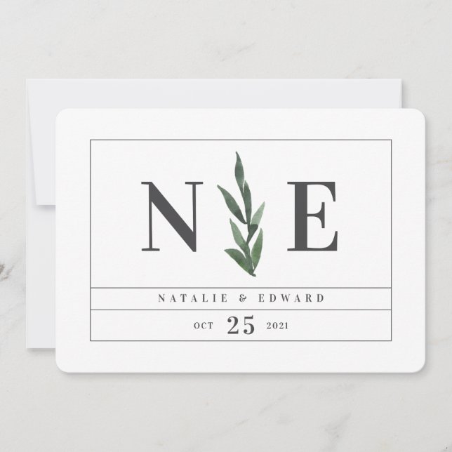 Save The Date aquarelle feuillu floral enregistrer la date (Devant)