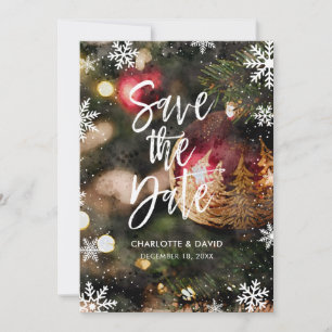 Save The Date Aquarelle Flammes de neige Noël Mariage d'hiver