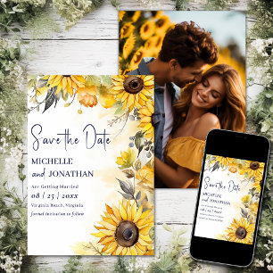 Save The Date Aquarelle Fleur de tournesol Florale Mariage Photo