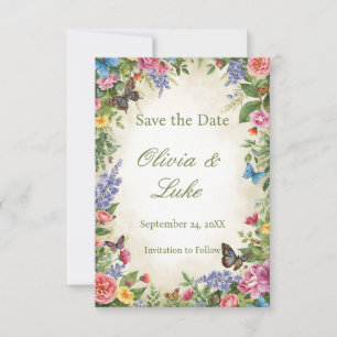 Save The Date Aquarelle Fleur Sauvage MST avec Papillons