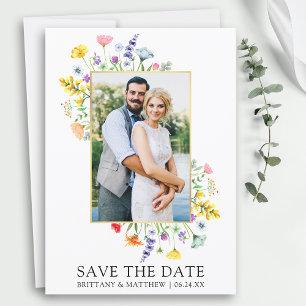 Save The Date Aquarelle Fleur sauvage photo Enregistrer la date