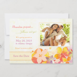 Save The Date Aquarelle Fleurs Mariage Photo Enregistrer la date
