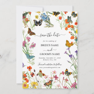 Save The Date Aquarelle Fleurs Papillons Mariage Floral