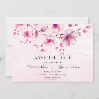 Save The Date Aquarelle Fleurs Roses Enregistrer La Date