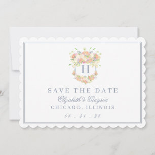 Save The Date Aquarelle Floral Jardin Mariage Crest