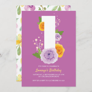 Save The Date Aquarelle Floral Joli Enfants 1er anniversaire