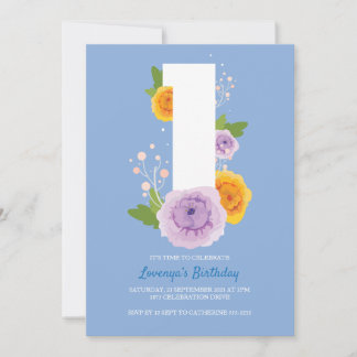 Save The Date Aquarelle Floral Joli Enfants 1er anniversaire