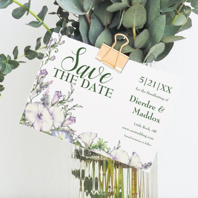 Save The Date Aquarelle Floral Matin Glory Handfasting (Créateur téléchargé)