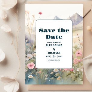 Save The Date Aquarelle Floral Spring Mountains Mariage