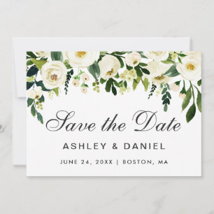 Save The Date Aquarelle Floral Vert Blanc Enregistrer La Date B